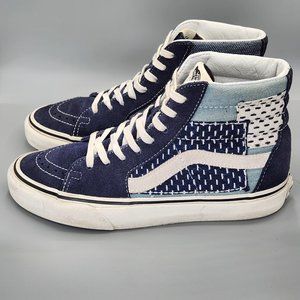 Vans Sk8 Hi Patchwork Blue Suede and Denim US Women's Size 6.5 Men's Size 5